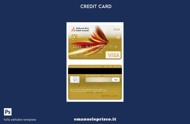stile verificato modello di carta oro visto bancario Oman Bank Muscat